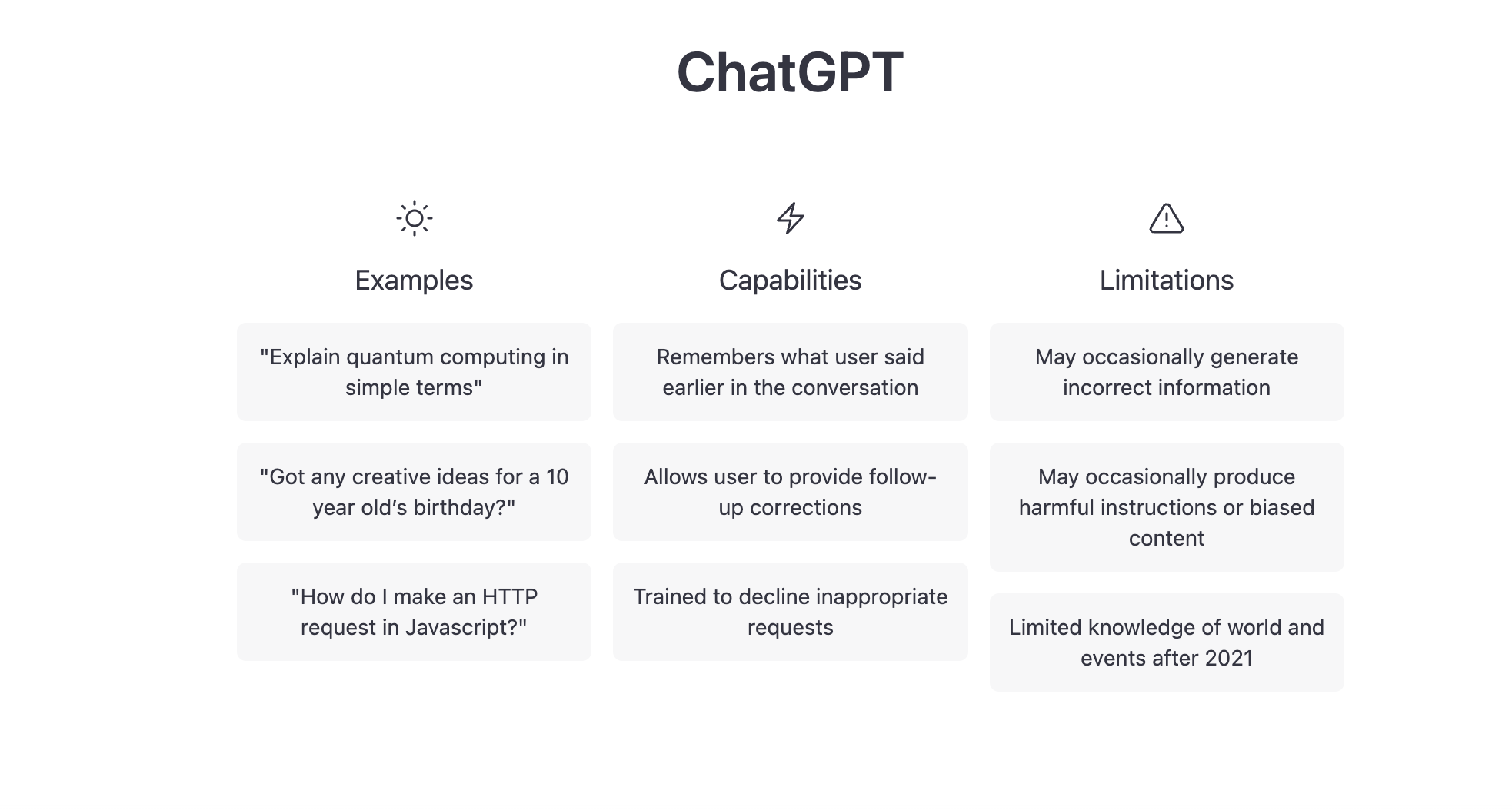 Screen from ChatGPT homepage